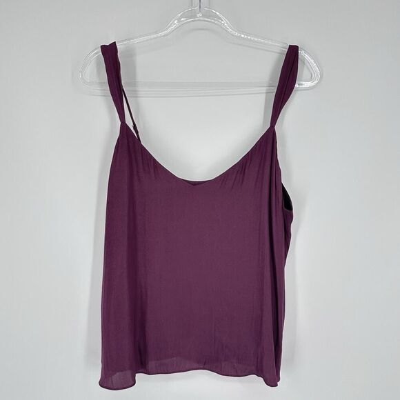 Evereve Tank Top Kyle V Neck Cami Merlot Burgundy Womens Size XL Satin Flowy NWT - Picture 4 of 12